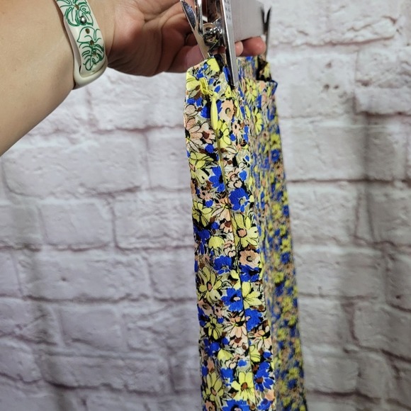 Zara Blue & Yellow Mini Daisy Button Front Slit Maxi Skirt - Picture 6 of 12